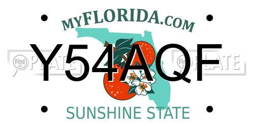 Y54AQF Florida License Plate