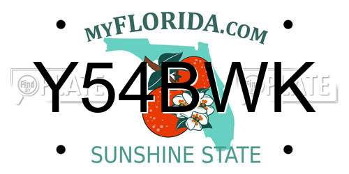Y54BWK Florida License Plate