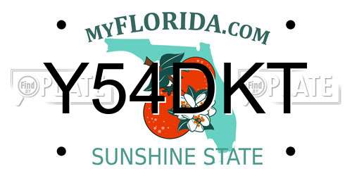 Y54DKT Florida License Plate