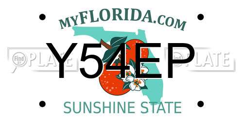 Y54EP Florida License Plate