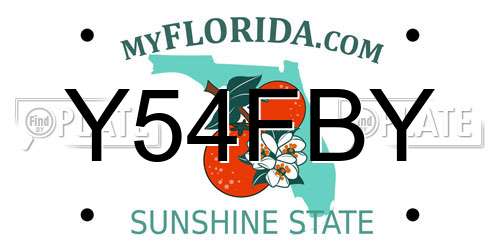 Y54FBY Florida License Plate