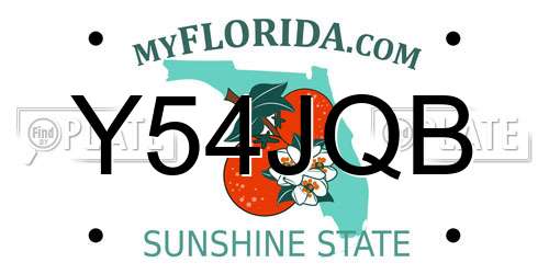 Y54JQB Florida License Plate