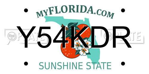 Y54KDR Florida License Plate
