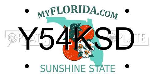 Y54KSD Florida License Plate