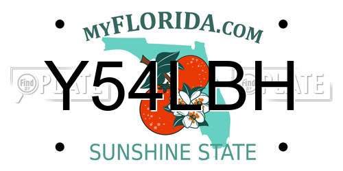 Y54LBH Florida License Plate