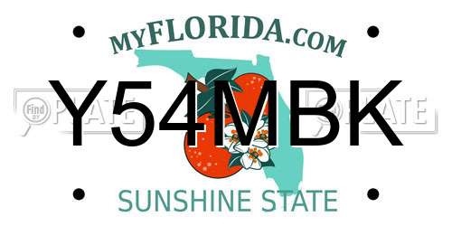 Y54MBK Florida License Plate