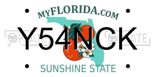 Y54NCK Florida License Plate