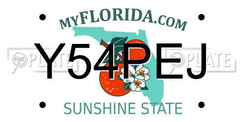 Y54PEJ Florida License Plate