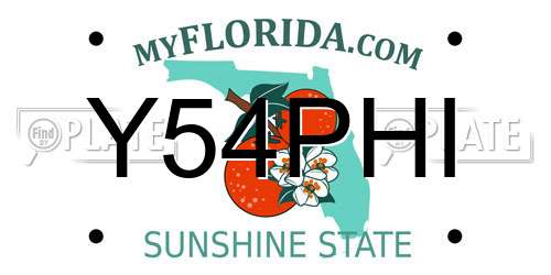 Y54PHI Florida License Plate