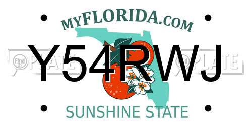 Y54RWJ Florida License Plate