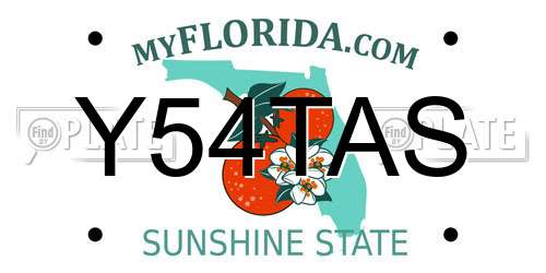 Y54TAS Florida License Plate