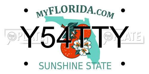 Y54TTY Florida License Plate