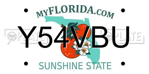 Y54VBU Florida License Plate