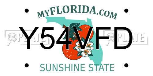 Y54VFD Florida License Plate