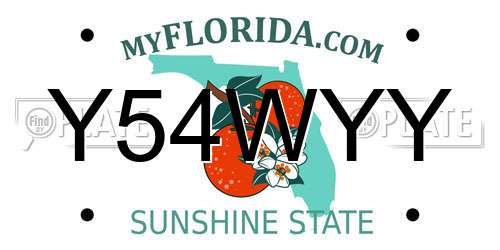 Y54WYY Florida License Plate