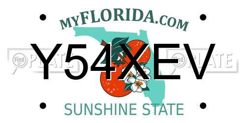 Y54XEV Florida License Plate