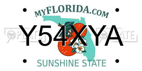 Y54XYA Florida License Plate