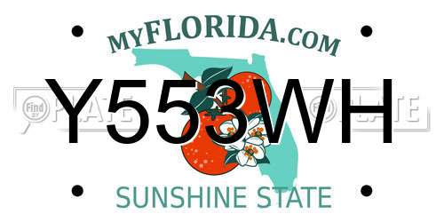 Y553WH Florida License Plate