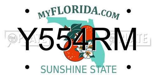 Y554RM Florida License Plate