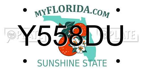 Y558DU Florida License Plate