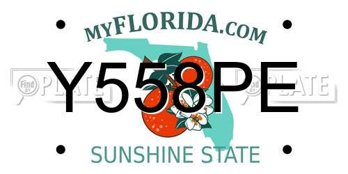 Y558PE Florida License Plate