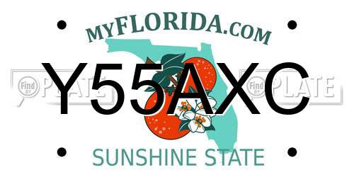 Y55AXC Florida License Plate