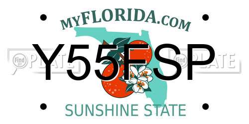 Y55FSP Florida License Plate
