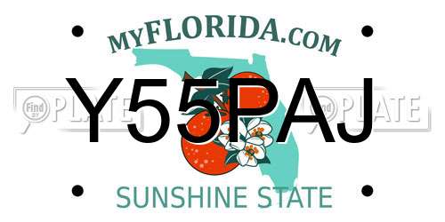 Y55PAJ Florida License Plate