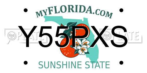 Y55PXS Florida License Plate