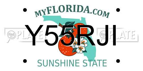 Y55RJI Florida License Plate