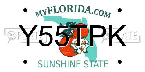 Y55TPK Florida License Plate