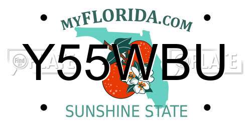 Y55WBU Florida License Plate