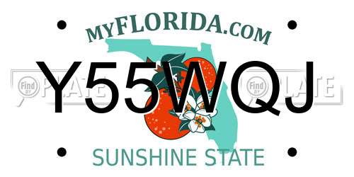 Y55WQJ Florida License Plate