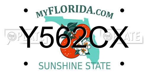 Y562CX Florida License Plate