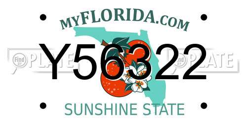 Y56322 Florida License Plate