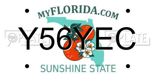 Y56YEC Florida License Plate