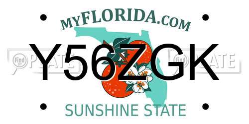 Y56ZGK Florida License Plate