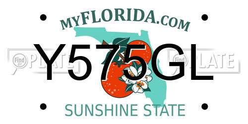 Y575GL Florida License Plate