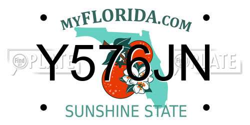 Y576JN Florida License Plate
