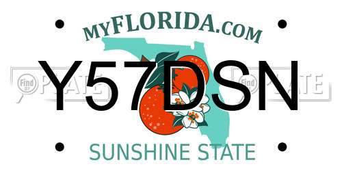 Y57DSN Florida License Plate