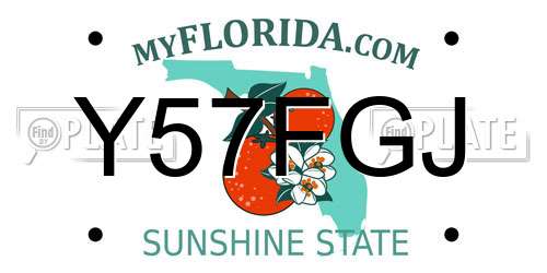 Y57FGJ Florida License Plate