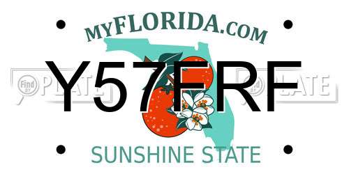 Y57FRF Florida License Plate