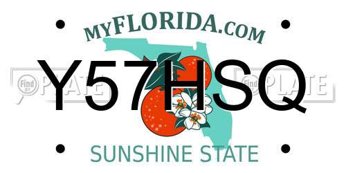 Y57HSQ Florida License Plate