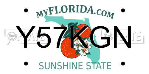Y57KGN Florida License Plate