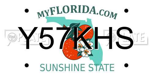 Y57KHS Florida License Plate