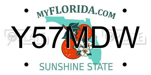Y57MDW Florida License Plate