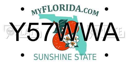 Y57WWA Florida License Plate