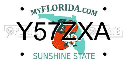Y57ZXA Florida License Plate