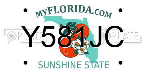 Y581JC Florida License Plate
