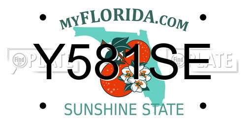 Y581SE Florida License Plate